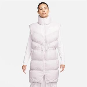 NWT Nike Women's Small Gray/Lavender‎ Therma-Fit Loose Long Wind Puffer Vest